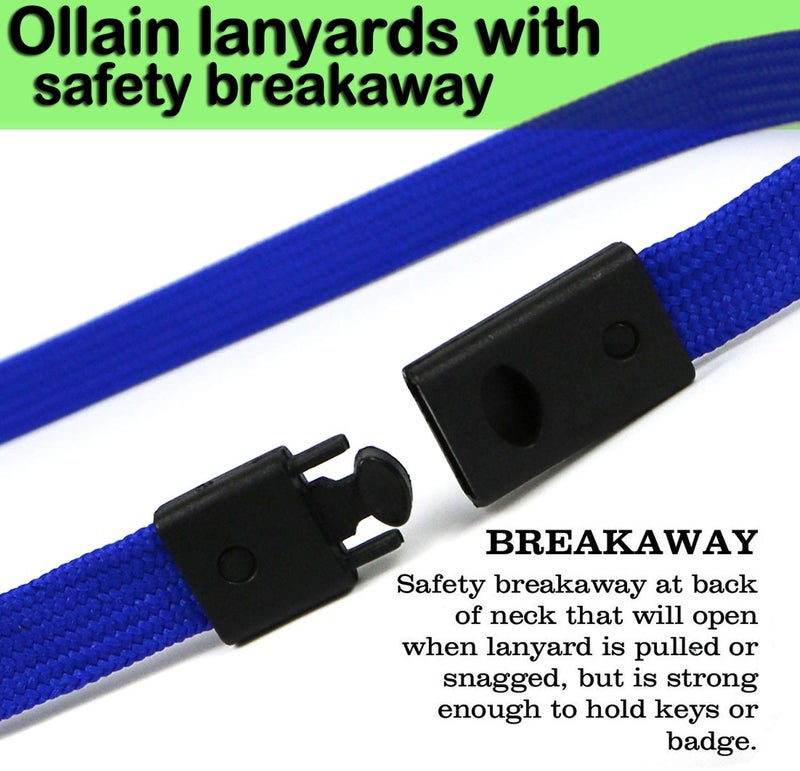 Ollain Safety Breakaway Lanyard with J-Hook Flat Lanyards for ID Badges Cruise Lanyard Bulk Preimum Lanyards for Women/Men Business Card NameTag Holder Lanyards Employee Students (Blue, Breakaway 50 Pack) - Image 2